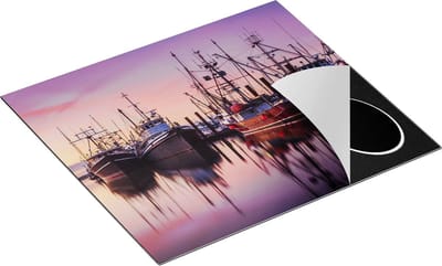Chefcare Inductie Beschermer Schepen in de Haven - Boten - 60x50 cm - Afdekplaat Inductie - Kookplaat Beschermer - Inductie Mat