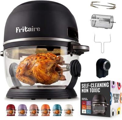 Heteluchtfriteuse - Crispy Snacks - Gezonder Koken - Glazen Kom - 48 Liter - Zwart