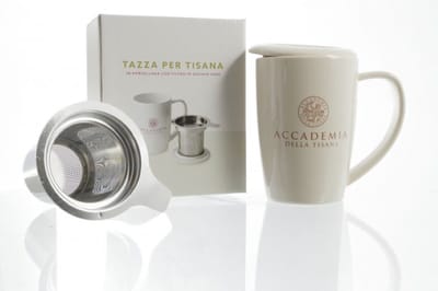 Mok met Thee Infuser en Deksel - 400 ml - Met roestvrij staal zeef - Vaatwasmachinebestendig - Accademia della Tisana