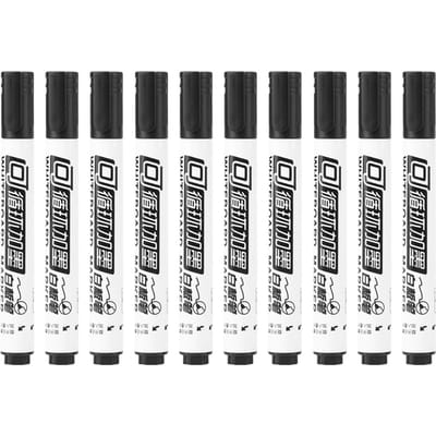 10pcs set Oriental NOn toxic Erasable Whiteboard Marker Pens School Office Supplies(black) zwart