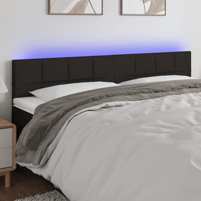 vidaXL - Hoofdbord - LED - 160x5x78/88 - cm - stof - zwart