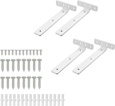 Stevige L-vormige wandbeugel voor planken, ideaal voor wandmontage, 20 cm, wit, perfect voor opslag en organisatie