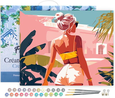 Figured'Art Schilderen op Nummer Volwassenen met lijst Zomerwandeling- Handwerk acrylverf Kit DIY Compleet - 40x50cm Canvas al ingelijst