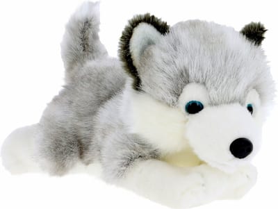 Keel Toys Knuffeldier Puppy Husky hond - zachte pluche stof - premium knuffels - grijs - 30 cm - honden knuffel huisdieren