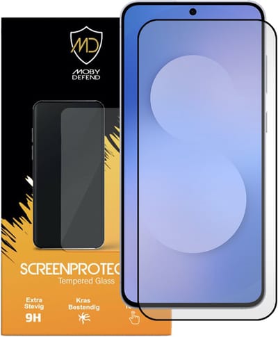 MobyDefend Screenprotector - Geschikt voor Samsung Galaxy S25 FE - Screensaver Met Zwarte Randen - Gehard Glas