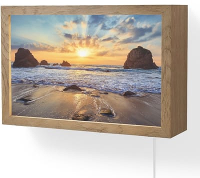 Wandlamp 30x20 cm - Oplaadbaar - Strand - Zonsondergang - Natuur - Zee - Landschap - Wandlampen binnen woonkamer - Slaapkamer lamp met kabel - Decoratieve nachtlamp - Vloerlamp snoer