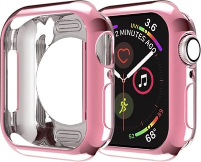 By Qubix - Siliconen case 42mm - Roze - Geschikt voor Apple Watch 42mm (series 1 t/m 3) hoesje - screenprotector - Bescherming iWatch - Bescherm hoesje