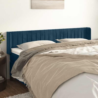 vidaXL - Hoofdbord - met - randen - 183x16x78/88 - cm - fluweel - donkerblauw