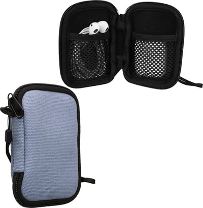 kwmobile hoesje voor oordopjes geschikt voor in-ear Headphones hoes - 6 x 9 cm - Oortjes beschermhoes van canvas - In-ear koptelefoon case - In jeansblauw