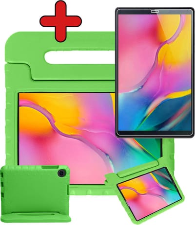 Hoesje - Geschikt voor Samsung Galaxy Tab A 10.1 (2019) - Met Screenprotector - Kinderhoes - Shockproof Bumper - Kidsproof Case - Tablethoes - Kinder Hoes Cover - Groen