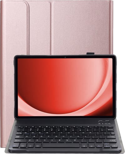 Hoes - Geschikt voor Samsung Galaxy Tab A9 - Keyboard Book Cover - Toetsenbord Case - Hoesje - Rosé goud