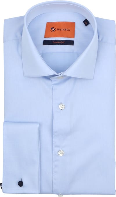 Suitable Overhemd Dubbelmanchet Blauw - Maat 39 - Heren - Overhemden Formeel