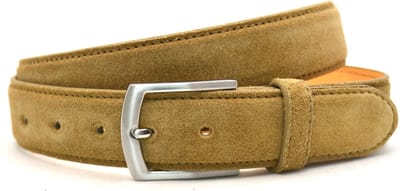 Yadka Suede Pantalon Riem Taupe - Heren riem - Jeans & Pantalon riem - taupe suède riem - Riemmaat 85 cm - Totale lengte 100 cm
