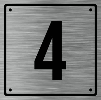 Huisnummerbord 4 - Incl. Schroeven en Pluggen – Acrylaat - 10 x 10 cm - RVS met Zwart