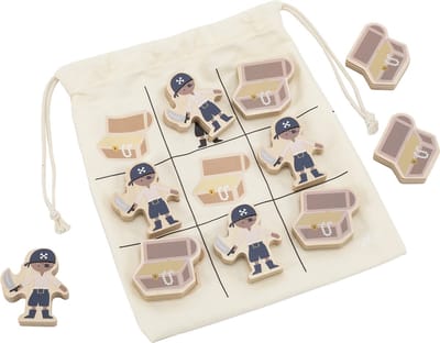 Tryco Wooden Tic Tac Toe Pirate - Houten Boter Kaas en Eieren Spel - Strategisch Denkspel van Hout - Stimuleert Logisch Denken - Vanaf 3 Jaar Jongens en Meisjes