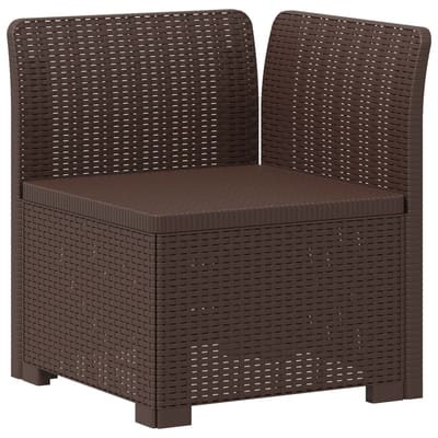 vidaXL - Eén-zits - Tuin - Sofa - met - Kussen - Rieten - Look - PP - Bruin