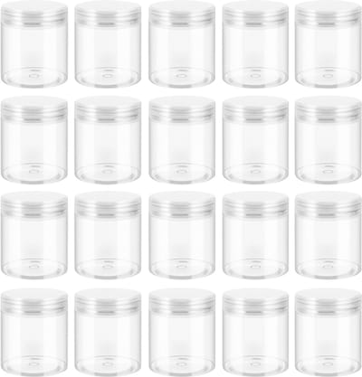 Voorraadpotten Set 20 Stuks - 236 ml - Transparant PET - Luchtdicht - Lekvrij - Schroefdeksel - 53 x 78 mm - Opbergpotten