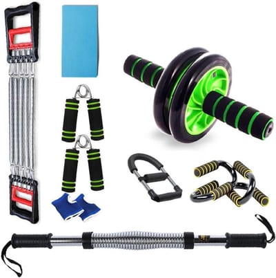 Fitness Set - Krachtapparatuur - Thuis Sporten - 8-in-1 Complete Set - Tot 200 kg - Multicolor