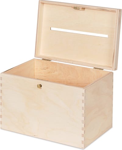 HAUDT® Enveloppenkist met slot BAS Neutraal - 29 x 20 x 21 cm - houten kist met slot - incl. koperen sleutel - onbehandeld houtkleur