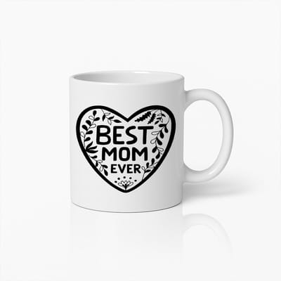 Best Mom Ever Mok - Bloemen Hart Design - Moederdag Cadeau - Keramische Koffiebeker