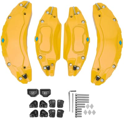 Brake Caliper Covers, 4Pcs Car Brake Caliper Cover, Wheel Hub Size Red Caliper Covers Aluminum Disc Caliper Protector Replacement For Model 3 18in 19 In Wheels Hub(Yellow)