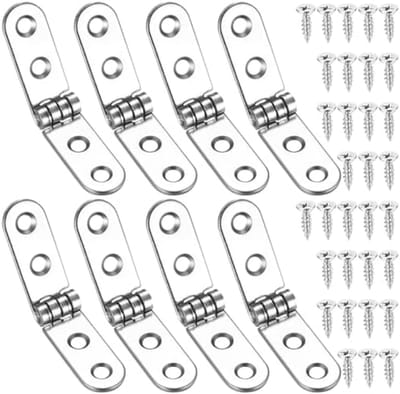 8 stuks 180 graden inklapbare scharnieren, opschroefscharnieren voor naaimachine, klaptafel, kasten, meubels, deuren - Zilverkleurig
