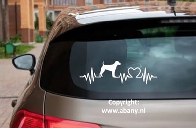 Patterdale Terriër 3 x – autosticker - sticker voor raam auto deur muur laptop - heartbeat - rashondensticker - hondenlijn – hondenriem - Doglove - Abany quality design