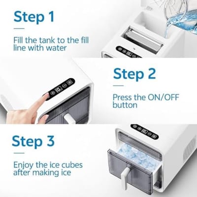 Compacte ijsblokjesmachine - Zelfreinigende maker - Thuisbar verfrissing - Snelle cyclus - 15 kg per dag - Zilver