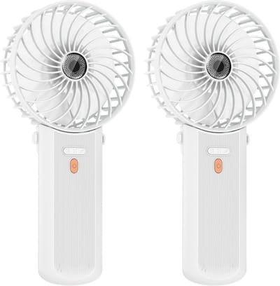 Mini Portable Fan USB Rechargeable Hand Fan 4 Speeds 5.5-16 Hours Working Time 180° Rotation Small Foldable Fan for Home Office Travel White