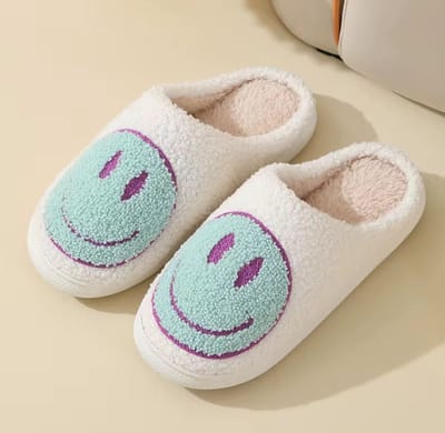 Smiley Pantoffels van Baby-Slofje - Smiley Sloffen - Pantoffels - Sloffen - instappers - Kinderen - Wit/Mint - Maat 36/37