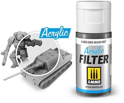 AMMO by Mig Jimenez Modelbouwdecoratie - MIG 0805 Acrylic Filter Medium Grey - 15ml Effecten potje