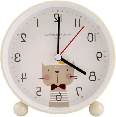 Kinderwekker Geruisloos - Nachtkastje Klok - Tijd Leren Lezen - Zacht Nachtlampje - 11 cm - Geel