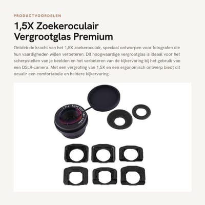 Dailygoods- Zoekeroculair 1,5X Met Deksel - Camerazoekeroogschelp - Vergrootglas - Ooglapje - Zoekerbevestigingsbasis - Premium Materiaal - Camera Oculair