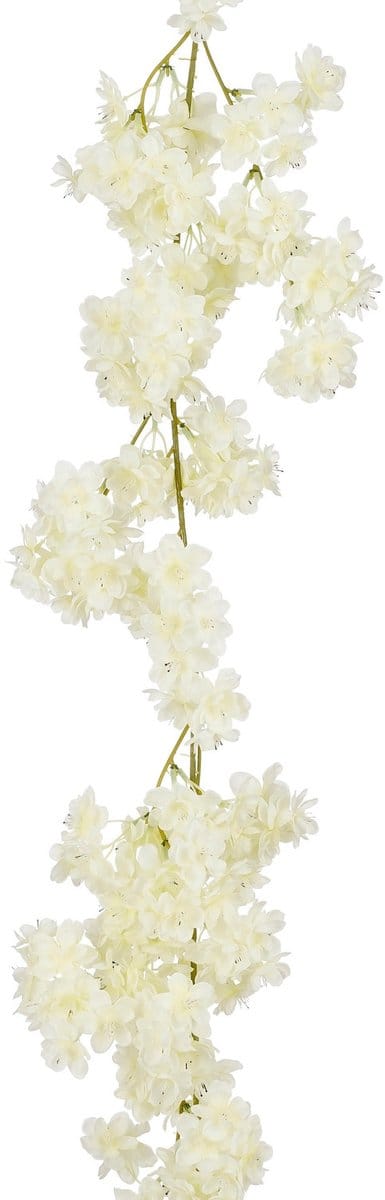 Mica Decorations Kunstbloemen Bloesem Slinger - 180 x 20 cm - wit - kunststof - bloemetjes