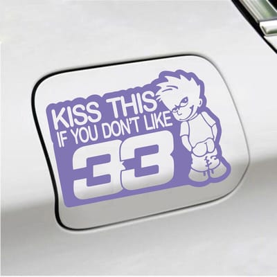 Bumpersticker - Kiss This If You Dont Like 33 - 13 X 18 - Paars