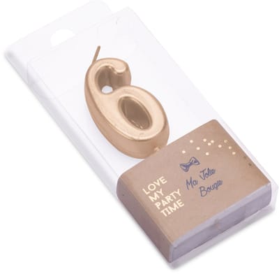 ARTYFETES - Verjaardagskaars Cijfer 6 Goud Metallic 4,3 cm met Prikker