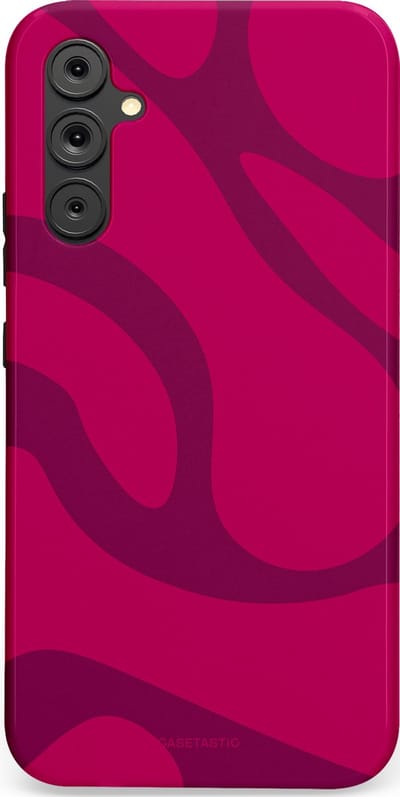 Casetastic hoesje geschikt voor Samsung Galaxy A34 (2023) 5G - Dubbellaagse bescherming - Violet Paarse Golven - Fashion Case - Roze