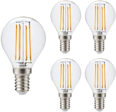 Kobi LED Filamentlamp E14 4W - 470lm - 3000K - 360° - 230V - Kaarsvorm - Voor Kroonluchter, Slaapkamer of Wandlamp - 5 stuks