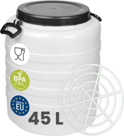 Garronda 45L met Persring - Vat met wijde hals - Kuilvoer in vat – Bagagetrommel – Gistingsvat – Gistingscontainer – Voerton