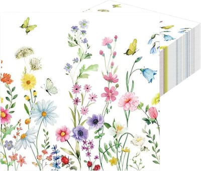 Papieren Servetten 33x33 cm - Bloemen en Vlinders - Wegwerp - Perfect voor Feestjes - ShopVlot