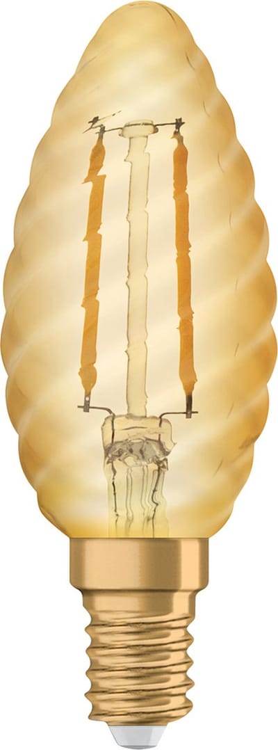 Ledvance Vintage 1906 LED E14 Kaars Goud 1.5W 120lm - 824 Zeer Warm Wit | Vervangt 12W