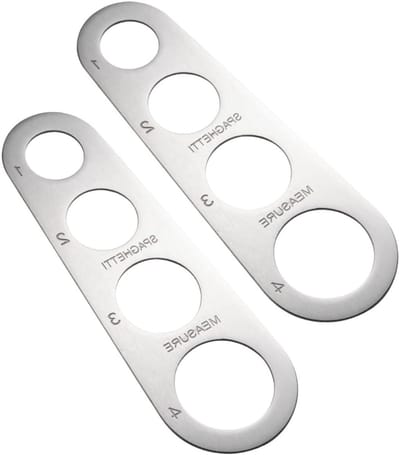 Roestvrijstalen spaghettimeter, 2 stuks, ideaal voor portiecontrole, keukenhulpmiddel voor nauwkeurige maatvoering en perfect koken van pasta