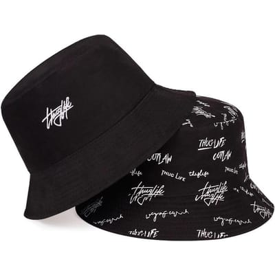 Chapeau seau unisexe réversible double face avec broderie de lettres Personnalité Casquettes de pêcheur Casquette décontractée d'extérieur Chapeau anti-UV gray
