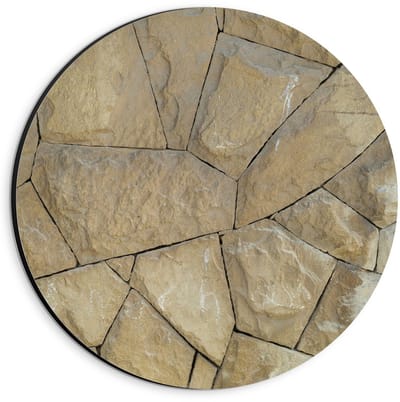 Dibond Wandcirkel - Grijs Bruine Stenen - 20x20cm Foto op Aluminium Wandcirkel (met ophangsysteem)