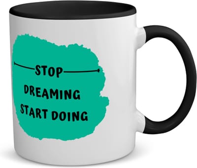 Akyol - stop dreaming start doing koffiemok - theemok - zwart - Dromen - mensen die motivatie nodig hebben - quotes - verjaardag - cadeau - kado - geschenk - 350 ML inhoud