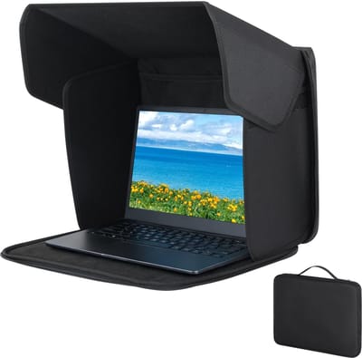 Dailygoods- Laptoptas 2-in-1 - Universele Laptopzonnebescherming - Opvouwbaar - Voor 12-16 Inch Laptop - Zwart - Materiaal: Polyester, Afmetingen: 42 x 34 x 4 cm - Laptophoes