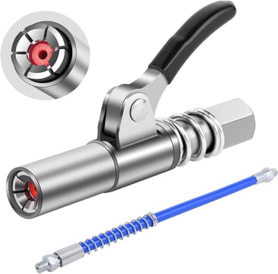 Vetpistool Connector, Enkele handgreep Vetspuitfitting met 30cm flexibele slang, Vetpistool 6-Lobbige Mondstuk en Pakking, G-vetpers mondstuk Vetpistoolkoppeling voor Alle Soorten Vetpers