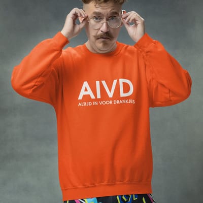Oranje EK WK & Koningsdag Trui AIVD Altijd In Voor Drankjes - MAAT XS - Uniseks Pasvorm - Oranje Feestkleding Dames & Heren
