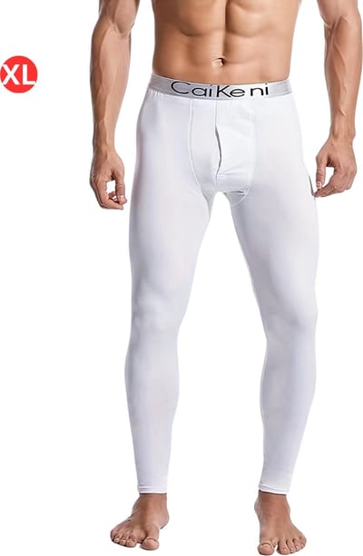Livano Thermo - Thermokleding - Thermobroek - Voor Heren - Beenverwarmers - Fleece - Broek - Wit - Maat XL