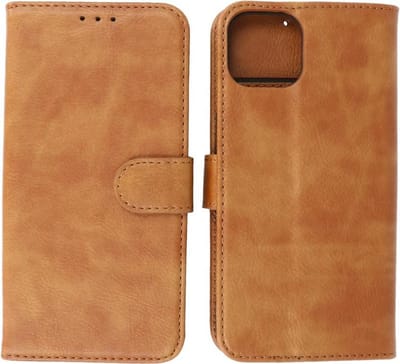 iPhone 13 Mini Hoesje - Book Case Telefoonhoesje - Kaarthouder Portemonnee Hoesje - Wallet Case - Bruin